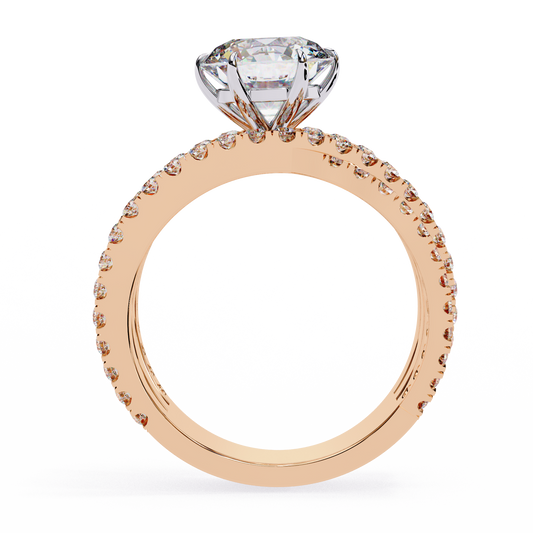 Round Cut Multi-Band Diamond Engagement Ring – Intricate Split Shank Design in 925 Silver, 10K/14K Rose, White & Yellow Gold, or Platinum – Finora Statement Sparkle for Her