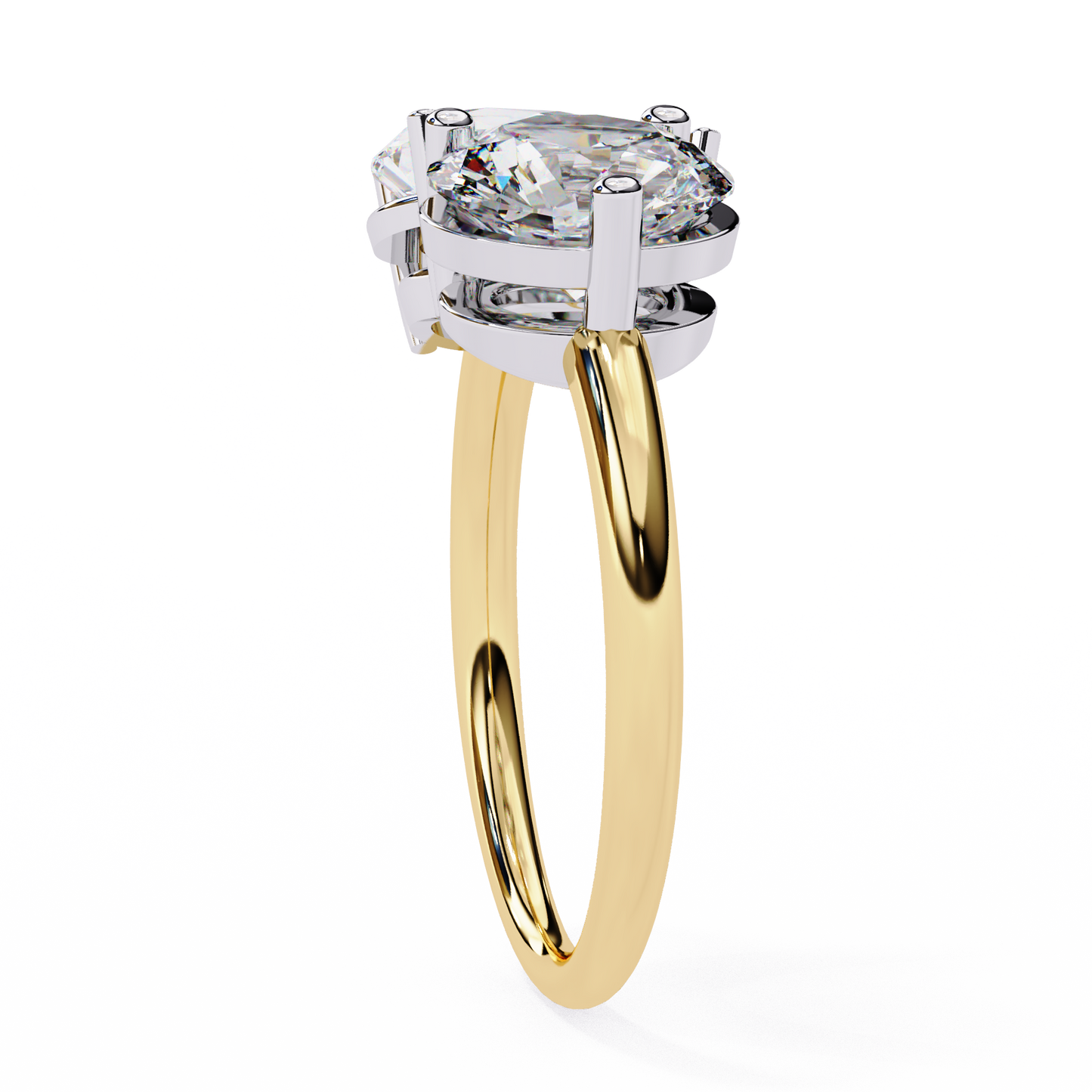 two-stone pear & round cut diamond engagement ring – dual brilliance in 925 silver, 10k / 14k gold, or platinum – finora romantic symbol of love’s harmony – elegant gift for her
