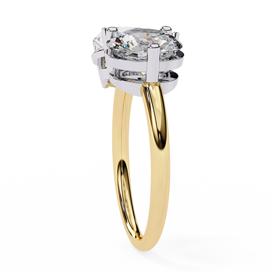Two-Stone Pear & Round Cut Diamond Engagement Ring – Dual Brilliance in 925 Silver, 10K / 14K Gold, or Platinum – Finora Romantic Symbol of Love’s Harmony – Elegant Gift for Her