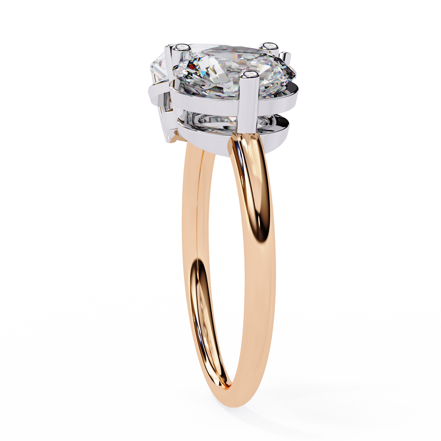 two-stone pear & round cut diamond engagement ring – dual brilliance in 925 silver, 10k / 14k gold, or platinum – finora romantic symbol of love’s harmony – elegant gift for her