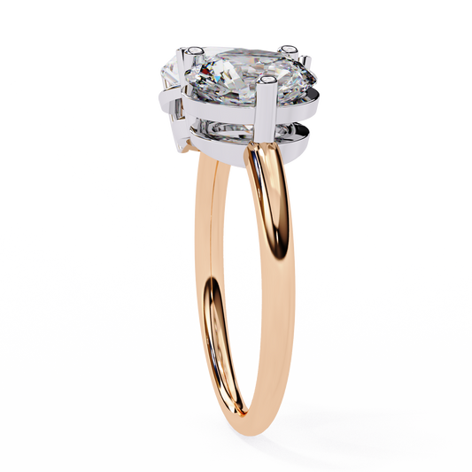 Two-Stone Pear & Round Cut Diamond Engagement Ring – Dual Brilliance in 925 Silver, 10K / 14K Gold, or Platinum – Finora Romantic Symbol of Love’s Harmony – Elegant Gift for Her