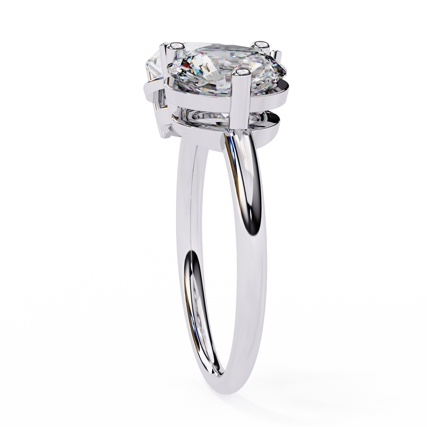 two-stone pear & round cut diamond engagement ring – dual brilliance in 925 silver, 10k / 14k gold, or platinum – finora romantic symbol of love’s harmony – elegant gift for her