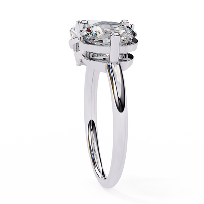 Two-Stone Pear & Round Cut Diamond Engagement Ring – Dual Brilliance in 925 Silver, 10K / 14K Gold, or Platinum – Finora Romantic Symbol of Love’s Harmony – Elegant Gift for Her