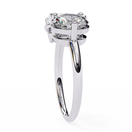Two-Stone Pear & Round Cut Diamond Engagement Ring – Dual Brilliance in 925 Silver, 10K / 14K Gold, or Platinum – Finora Romantic Symbol of Love’s Harmony – Elegant Gift for Her