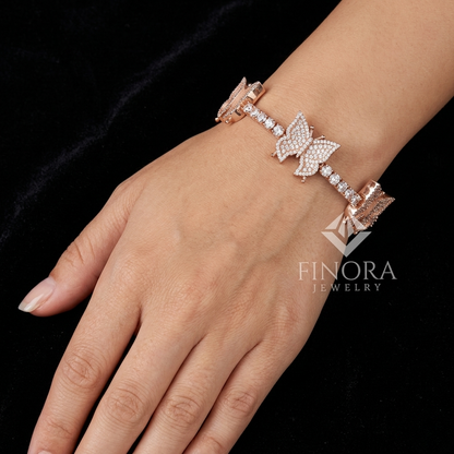 Finora Jewelry: Radiant Butterfly Diamond Bracelet in Rose Gold