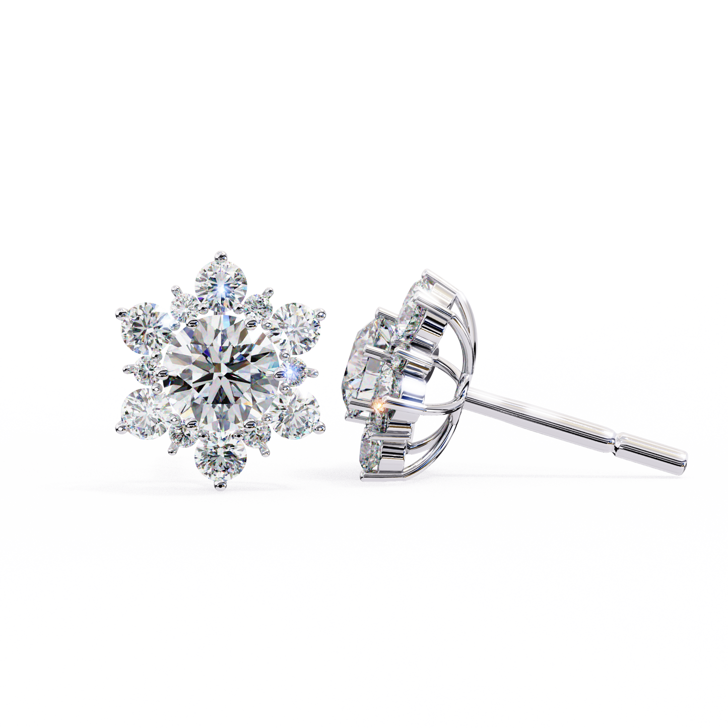 finora jewelry radiant floral moissanite stud earrings | finora signature sparkle