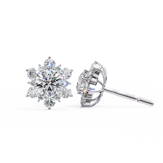 Finora Jewelry Radiant Floral Moissanite Stud Earrings | Finora Signature Sparkle