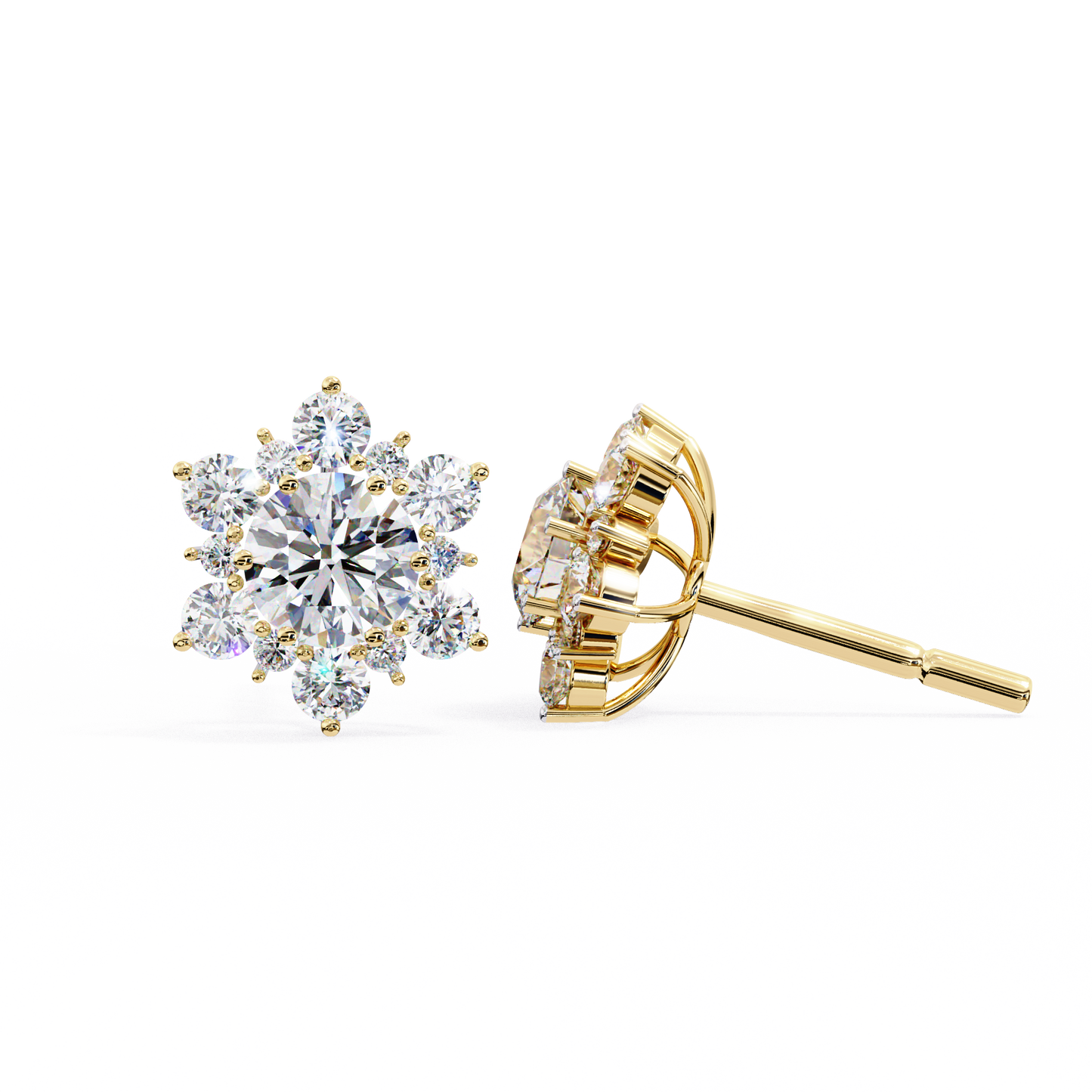 finora jewelry radiant floral moissanite stud earrings | finora signature sparkle