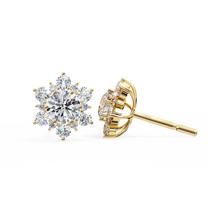 Finora Jewelry Radiant Floral Moissanite Stud Earrings | Finora Signature Sparkle