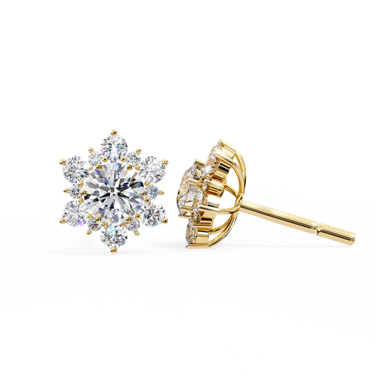 Finora Jewelry Radiant Floral Moissanite Stud Earrings | Finora Signature Sparkle