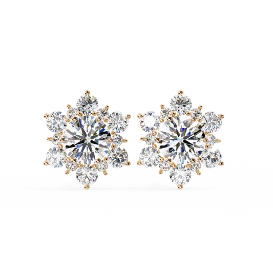 Finora Jewelry Radiant Floral Moissanite Stud Earrings | Finora Signature Sparkle