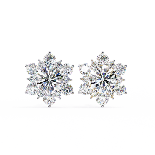 Finora Jewelry Radiant Floral Moissanite Stud Earrings | Finora Signature Sparkle