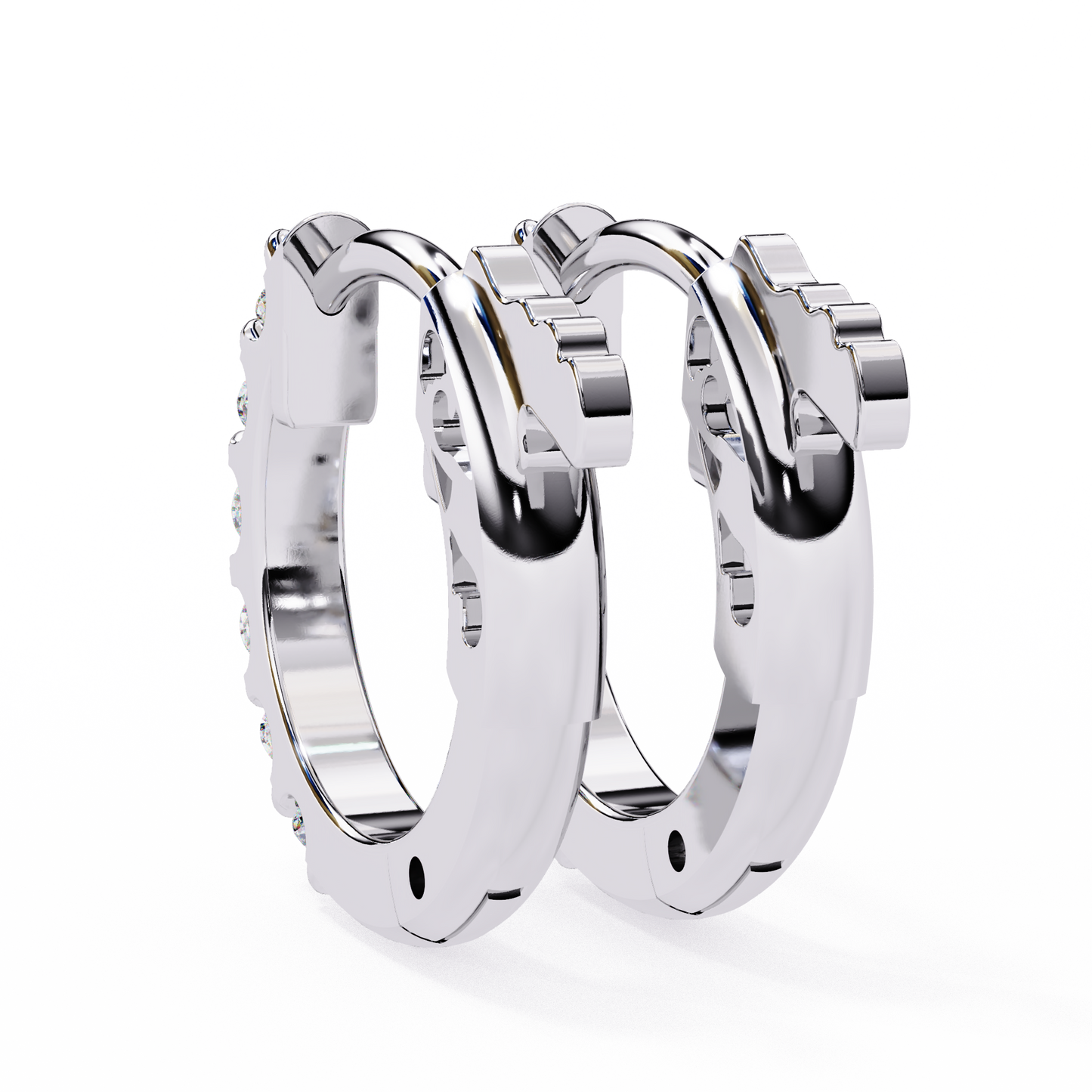 petite moissanite hoop huggie earrings | finora jewelry