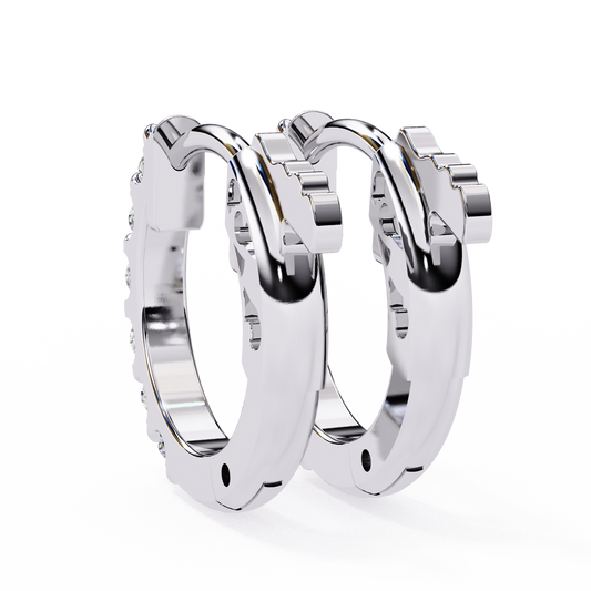 Petite Moissanite Hoop Huggie Earrings | Finora Jewelry