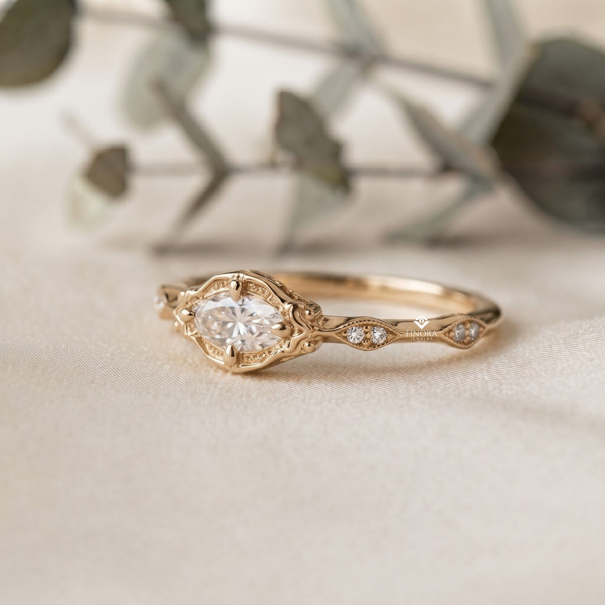 dainty solitaire marquise engagement ring – minimalist bridal ring