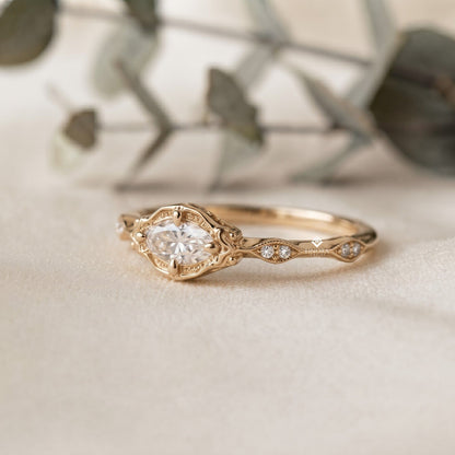 Dainty Solitaire Marquise Engagement Ring – Minimalist Bridal Ring