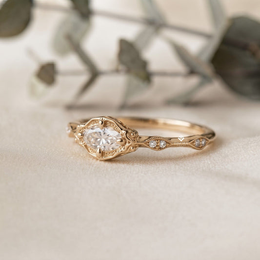 Dainty Solitaire Marquise Engagement Ring – Minimalist Bridal Ring
