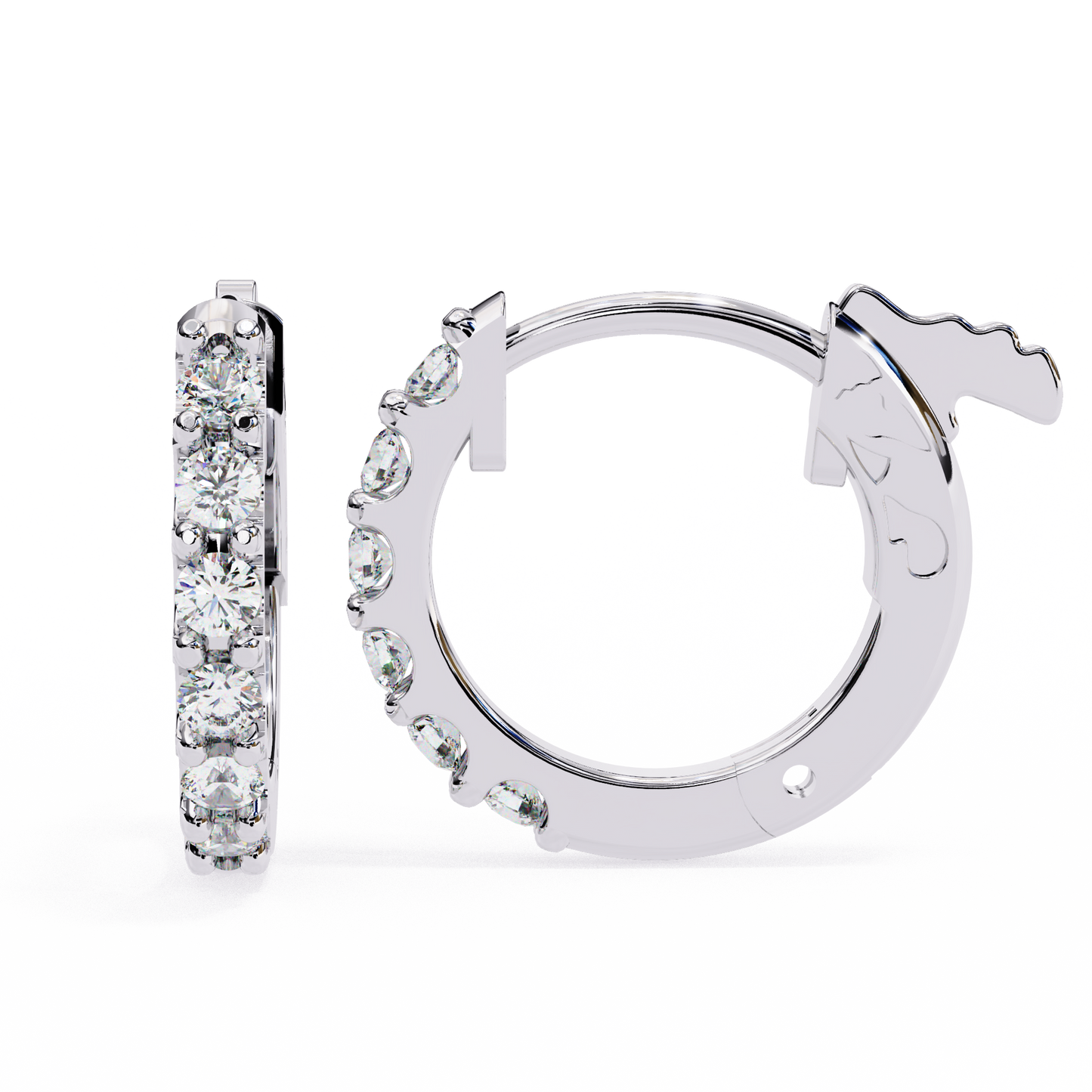 petite moissanite hoop huggie earrings | finora jewelry