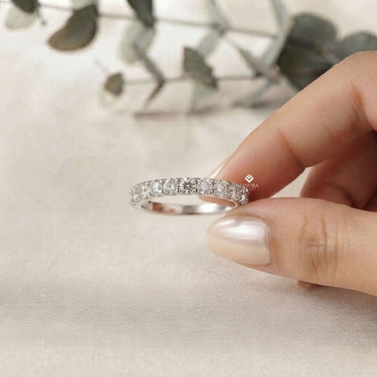 Classic Pavé Diamond Eternity Band Ring in 925 Silver, 10K/14K Gold (Rose/White/Yellow), & Platinum – Finora Jewelry