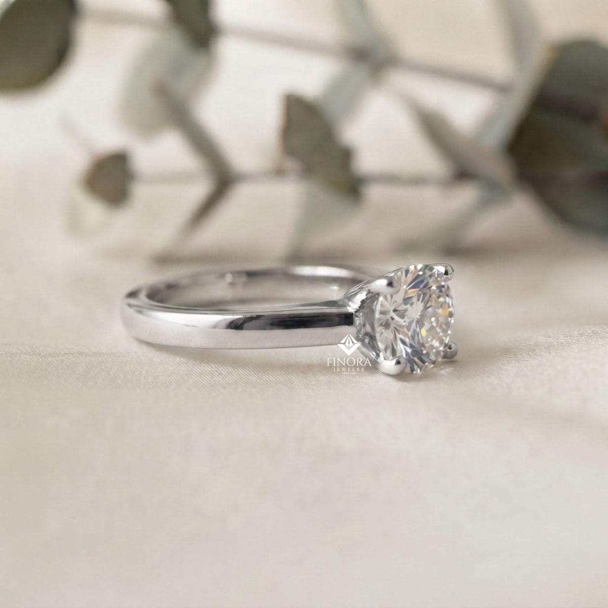round cut moissanite solitaire engagement ring – finora jewelry