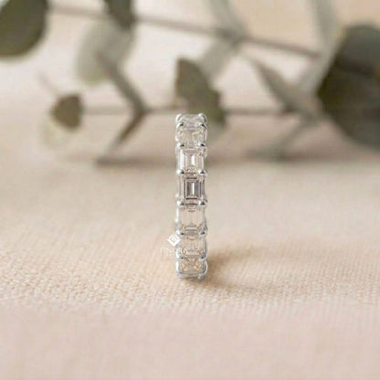 Baguette Cut Moissanite Eternity Wedding Band, Stackable Ring in 925 Silver, 10K & 14K Gold – Finora Jewelry