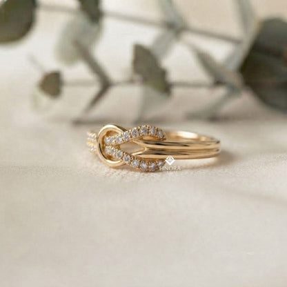 Love Knot Diamond Ring – Infinity Knot Engagement Band (10K-18K Gold, Sterling Silver)