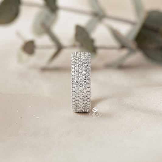 Five-Row Diamond Eternity Band – Bold Statement Wedding Ring – Finora Signature Radiance