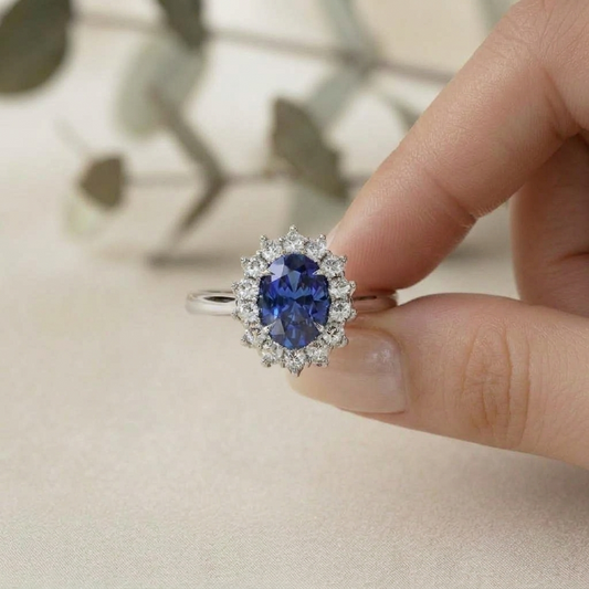 Blue Sapphire Engagement Ring | Sapphire Diamond Engagement Ring