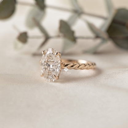 Twisted Band Oval Ring – Luxury Handmade Gold Jewelry – Timeless Engagement Ring