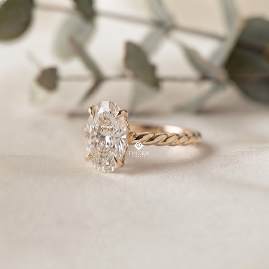 Twisted Band Oval Ring – Luxury Handmade Gold Jewelry – Timeless Engagement Ring
