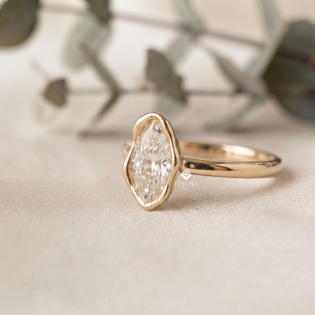abstract bezel setting ring – modern engagement ring
