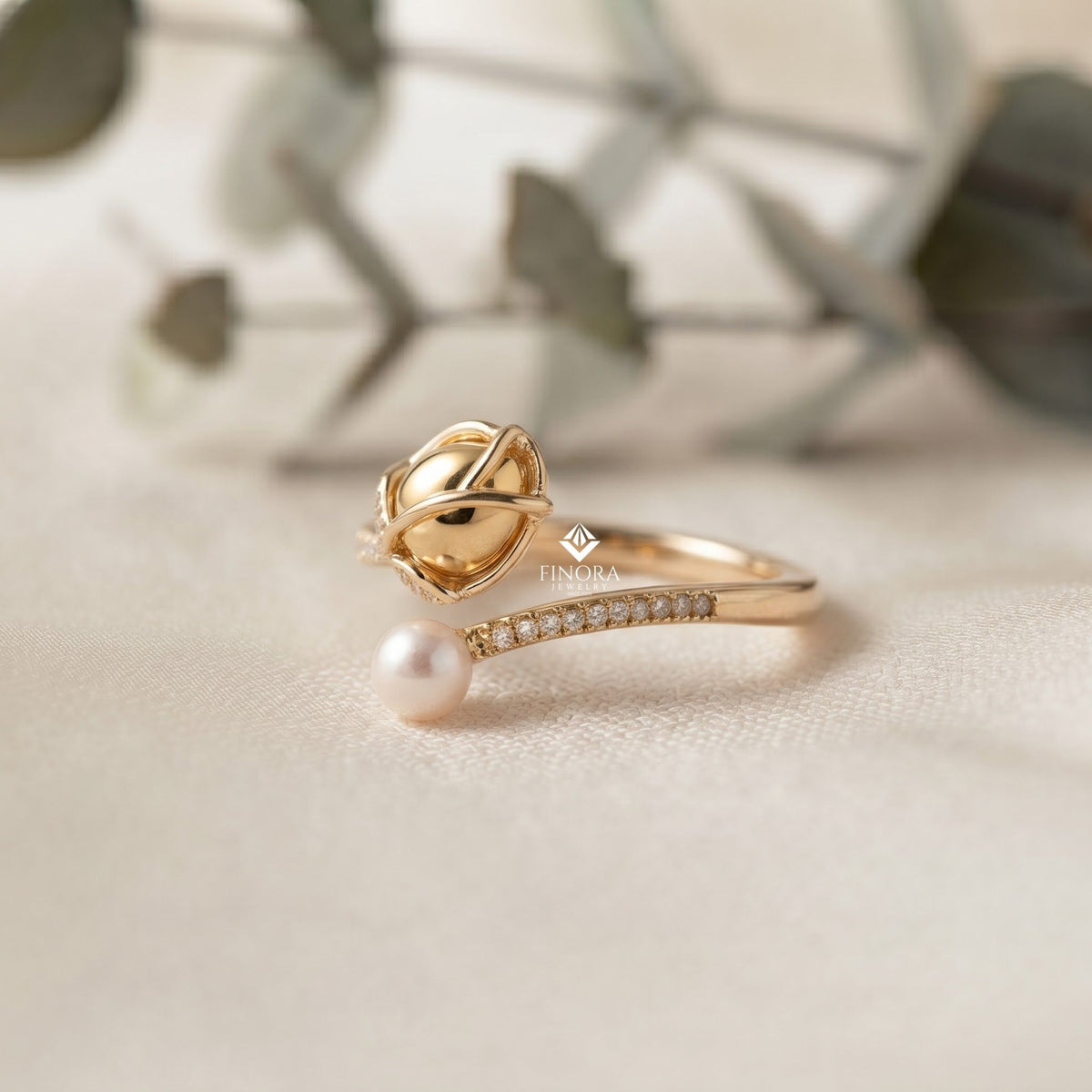 tulip flower ring –  dainty floral gold jewelry for her