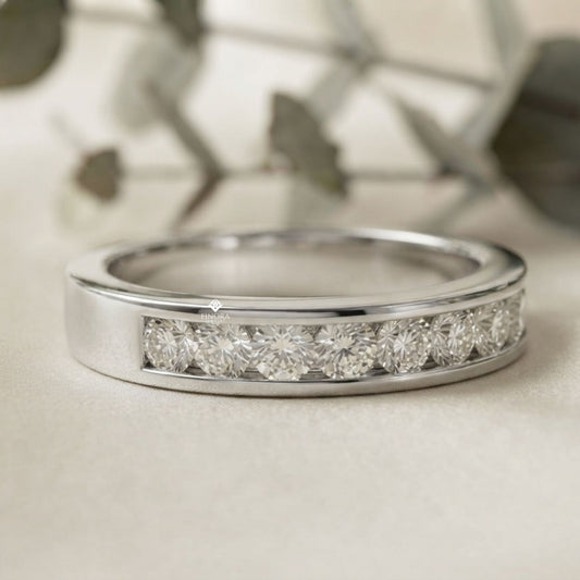Round Diamond Channel-Set Eternity Band – Modern Elegance in 925 Silver, 10K/14K Gold (Rose, White, Yellow), or Platinum – Finora Signature Sparkle
