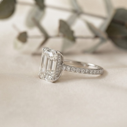 Emerald Cut Moissanite Solitaire Rings
