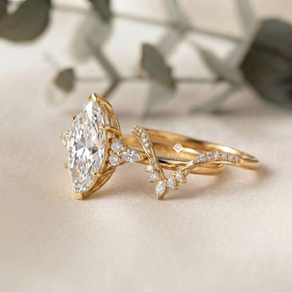 Marquise Cluster Bridal Set – Celestial Crown Ring