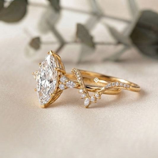 Marquise Cluster Bridal Set – Celestial Crown Ring