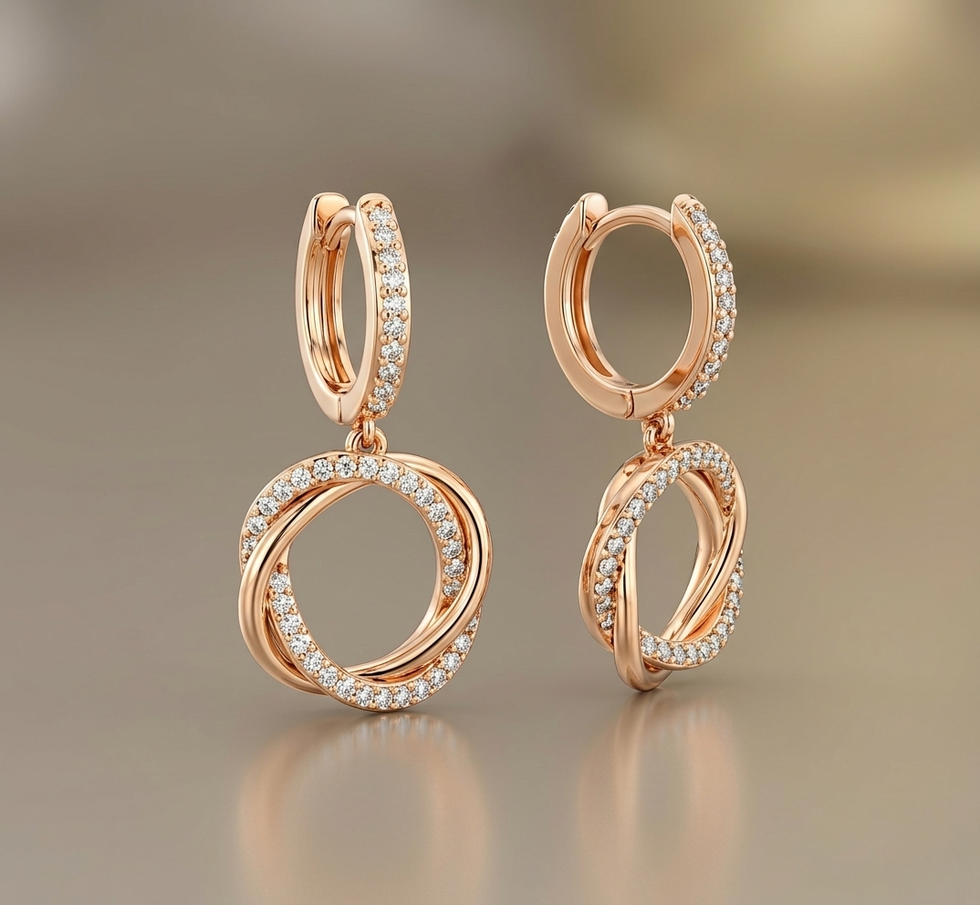 interlocking circle drop earrings-hoop earrings