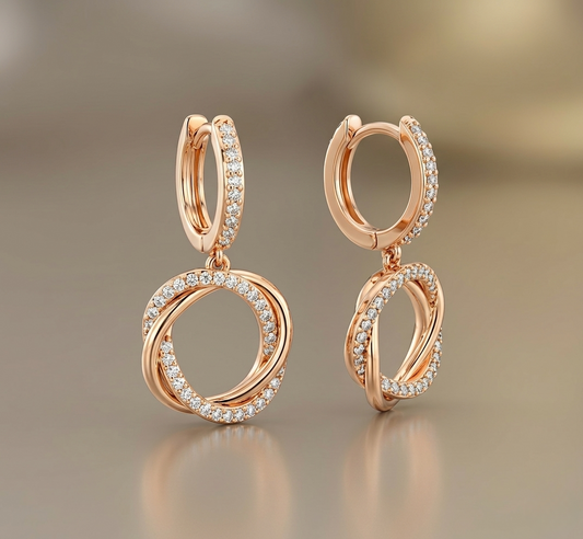 Interlocking Circle Drop Earrings-Hoop Earrings