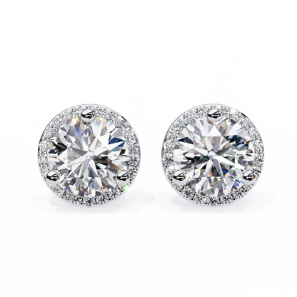 Finora Jewelry Classic Halo Moissanite Stud Earrings | Timeless Elegance