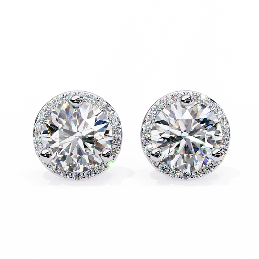 Finora Jewelry Classic Halo Moissanite Stud Earrings | Timeless Elegance