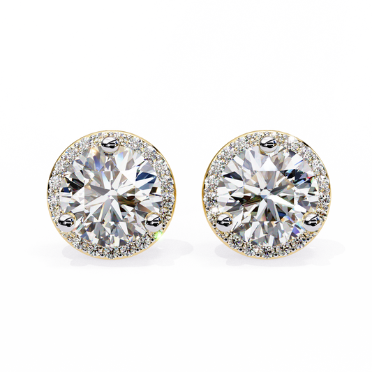 Finora Jewelry Classic Halo Moissanite Stud Earrings | Timeless Elegance