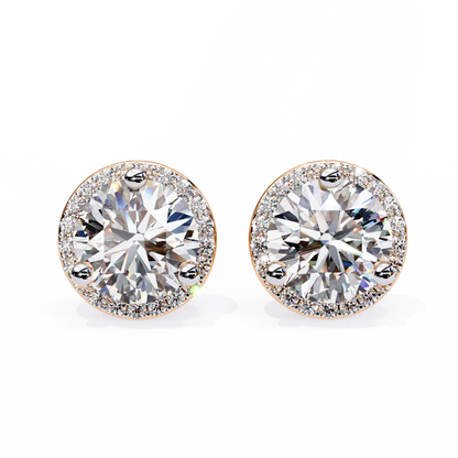 Finora Jewelry Classic Halo Moissanite Stud Earrings | Timeless Elegance