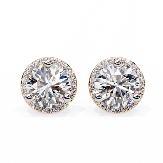 Finora Jewelry Classic Halo Moissanite Stud Earrings | Timeless Elegance