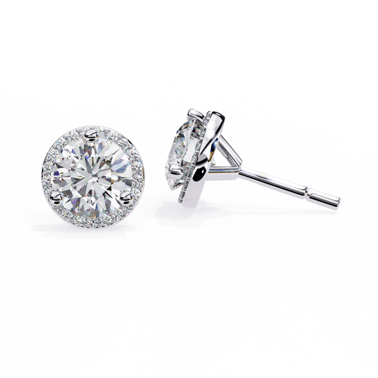 Finora Jewelry Classic Halo Moissanite Stud Earrings | Timeless Elegance