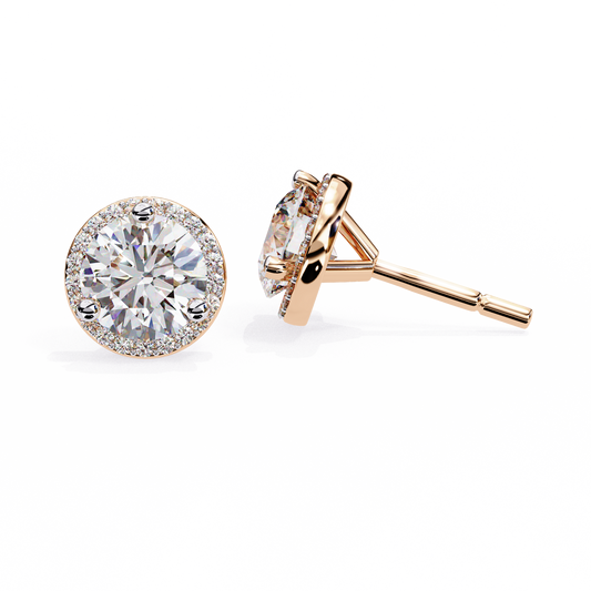 Finora Jewelry Classic Halo Moissanite Stud Earrings | Timeless Elegance