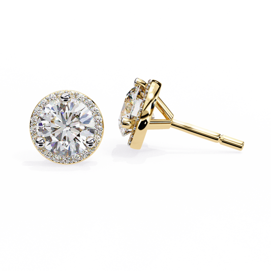 Finora Jewelry Classic Halo Moissanite Stud Earrings | Timeless Elegance