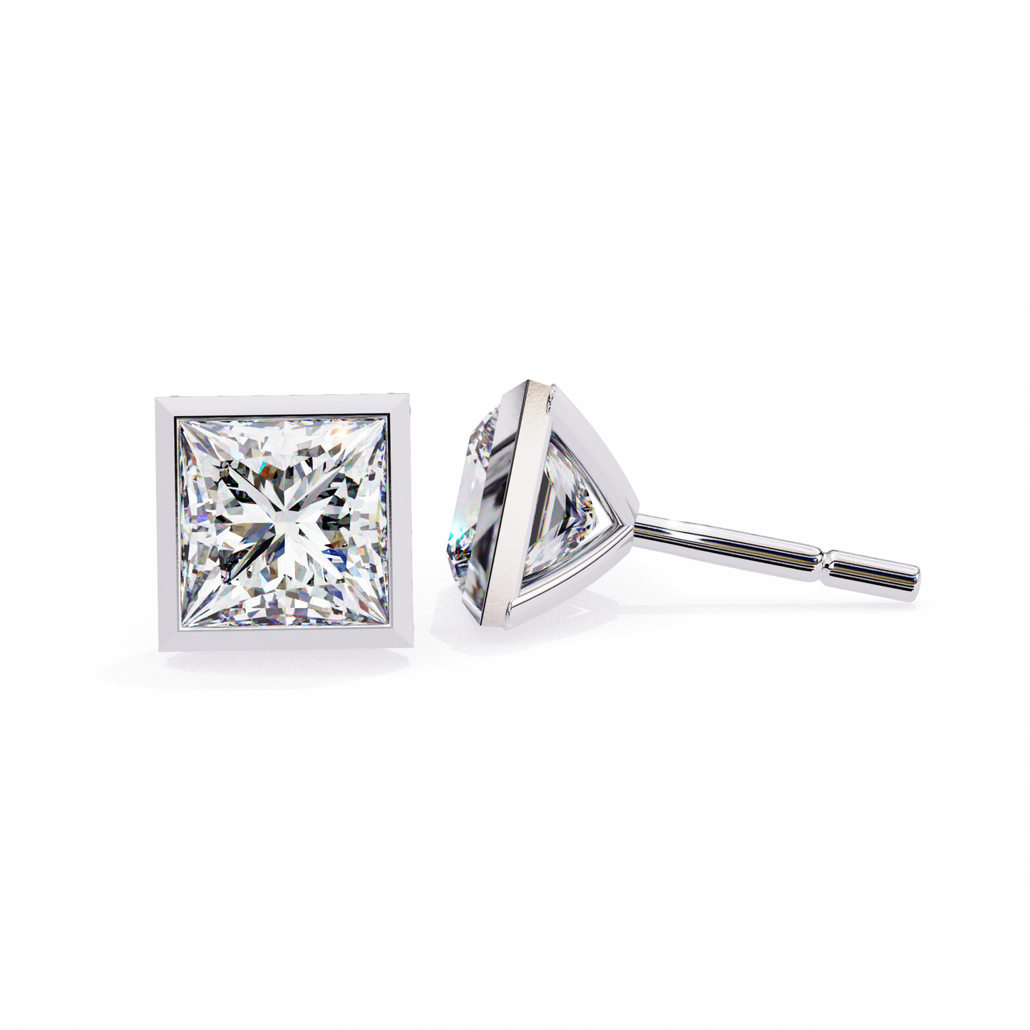finora jewelry princess-cut moissanite stud earrings | sleek modern brilliance