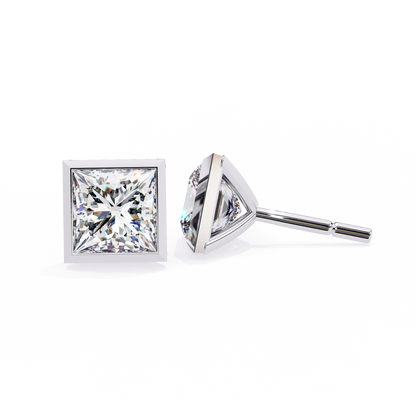 Finora Jewelry Princess-Cut Moissanite Stud Earrings | Sleek Modern Brilliance