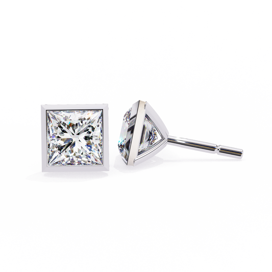Finora Jewelry Princess-Cut Moissanite Stud Earrings | Sleek Modern Brilliance