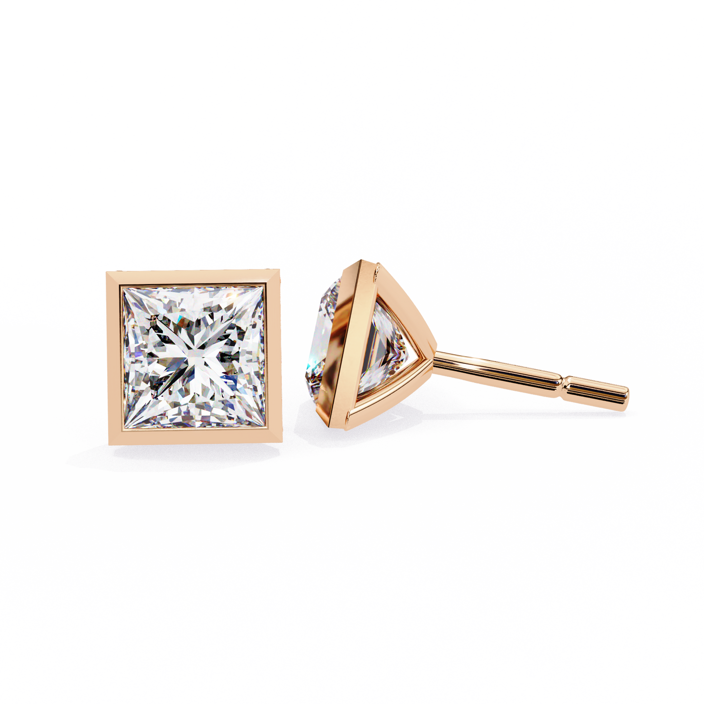 finora jewelry princess-cut moissanite stud earrings | sleek modern brilliance